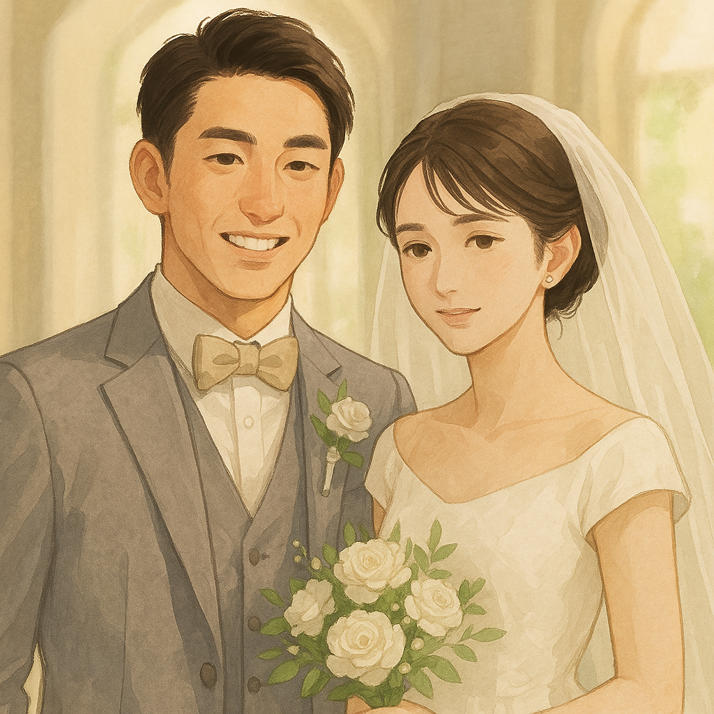塹江さんが美人と結婚するイメージ